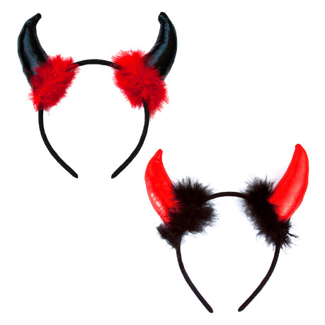 Haarreifen Set 2x Teufelshörner Haarreif für Halloween Fasching Karneval Party Kostüm Accessoires