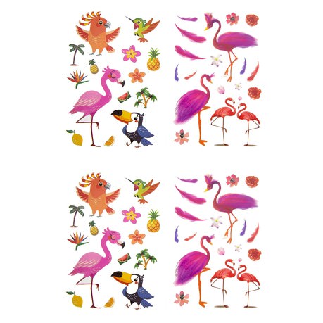 Temporäre Klebetattoos Kinder Vogel Tattoo Set - Flamingo Motive