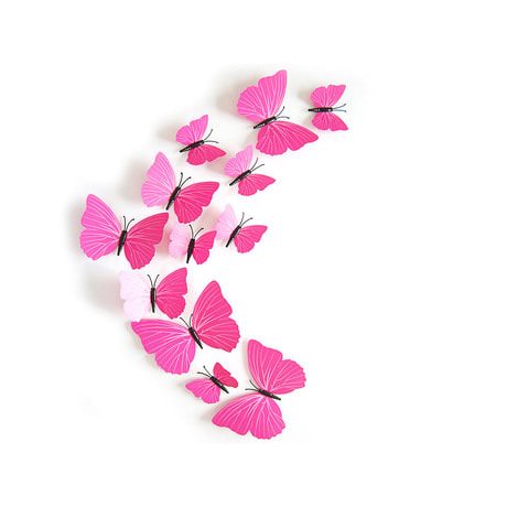 3D Schmetterlinge 12er Set Wandtattoo Wandsticker Wanddeko - Pink