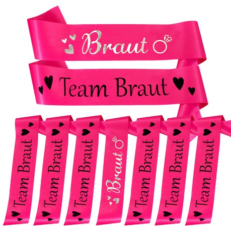 Schärpe Braut + Team Braut Schärpen Set JGA Junggesellinnenabschied Accessoires pink