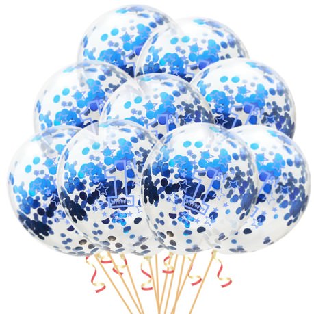 10x Konfetti Luftballons für 1. Geburtstag 1st Birthday Ballons blau