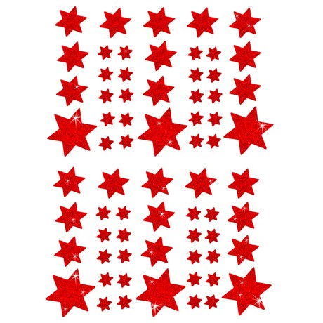 68 Sterne Sticker Aufkleber Glitzernd Funkelnd Weihnachtsdeko Weihnachtssterne - rot