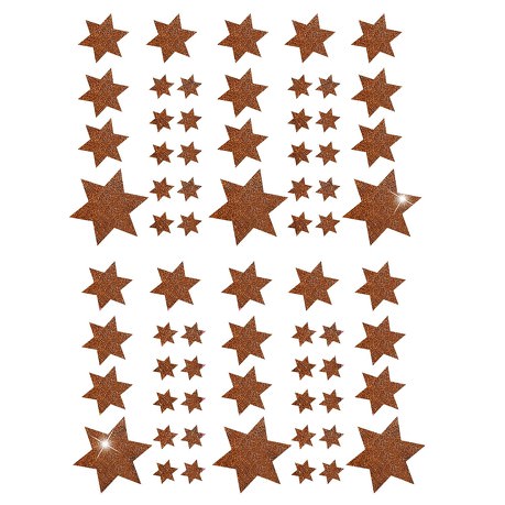 68 Sterne Sticker Aufkleber Glitzernd Funkelnd Weihnachtsdeko Weihnachtssterne - braun