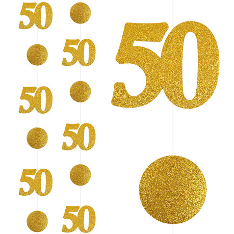 Deckenhänger Girlande 50. Geburtstag Jubiläum Goldene Hochzeit Hänge Deko - gold