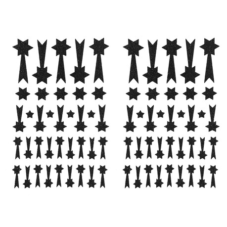 74 Sternschnuppen Sticker Glitzer Schnuppen Stern Aufkleber für Weihnachten zum Dekorieren Spielen Basteln Scrapbooking - schwarz