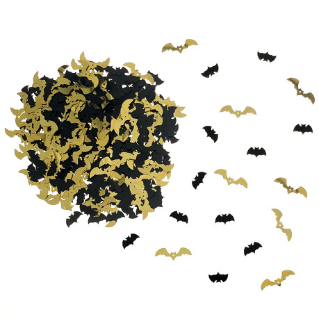 Fledermaus Konfetti Set als Tischdeko für Halloween Grusel Party Fasching Motto Party schwarz gold