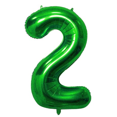 1x Folien Luftballon mit Zahl 2 Kinder Geburtstag Jubiläum Silvester Party Deko Ballon grün