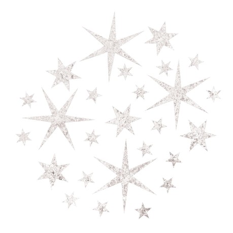 24 Sterne Sticker mit Pailletten Stern Aufkleber Glitzernd Weihnachtsdeko Deko Weihnachten - silber