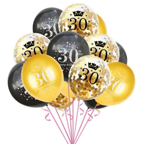 Konfetti Luftballon Set Zahl 30 Geburtstag Happy Birthday 15 Ballons