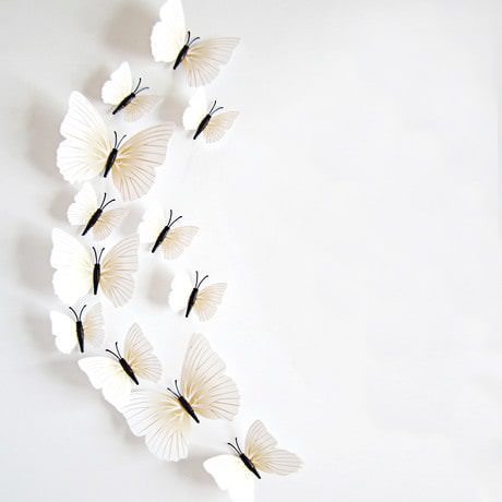 3D Schmetterlinge 12er Set Wandtattoo Wandsticker Wanddeko - Weiß