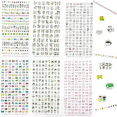 6 Bögen Drawing Sticker gezeichnete Aufkleber DIY Scrapbooking Kinder