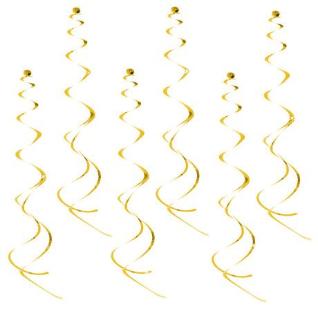 6 Wirbel Spiral Deckenhänger Girlande mit Spiegeleffekt - gold