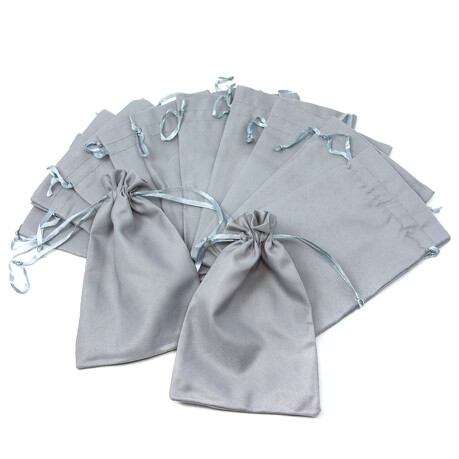12 Baumwollsäckchen Baumwollbeutel mit Zugband Stoffsäckchen für Geschenke als Deko Weihnachten grau