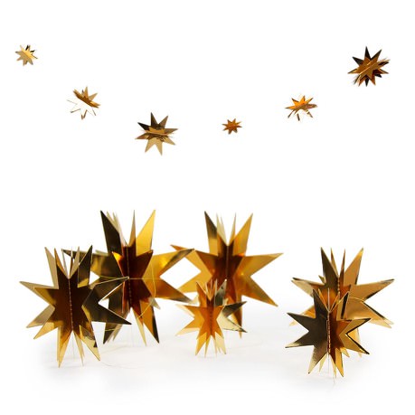 Deckenhänger Girlande 3D Sterne Weihnachten Deko Weihnachtsdeko - gold