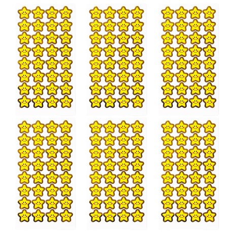 192 Sterne Smiley Sticker Stern Smily Aufkleber für Geschenke Karten zum Basteln Spielen - gelb gold