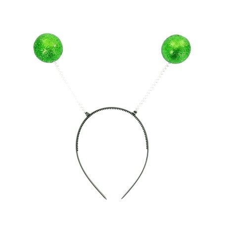 Haarreif Haarreifen Glitter Glitzer Antenne Kugeln Bommeln Kostüm Accessoire Fasching Karneval grün