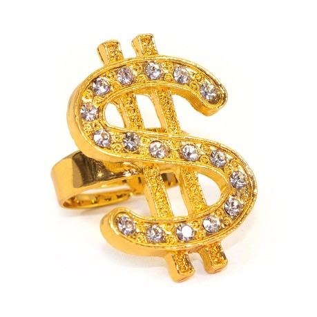 Goldener Dollar Ring Karneval Fasching Rapper Gangster Millionär Kostüm