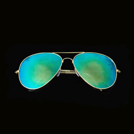 Pilotenbrille Sonnenbrille Herren Damen Flieger blue gold