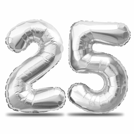 XXL Folien Luftballon Zahl 25 für Geburtstag Silberhochzeit Jubiläum Party Deko Ballons - silber