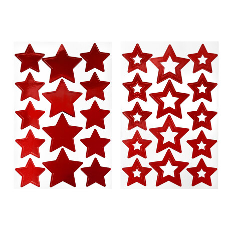 28 Sterne Sticker Stern Aufkleber für Weihnachten Weihnachtsdeko Geschenkdeko Basteln Glänzend - rot