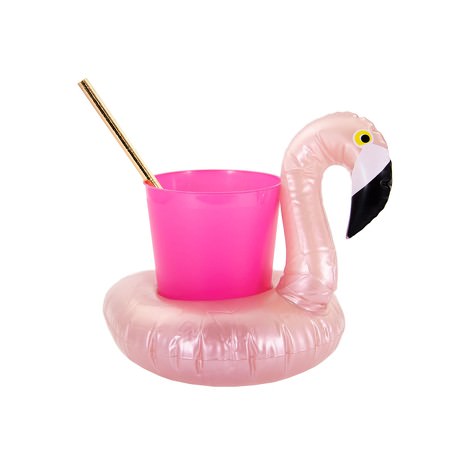 5x Schwimmender Flamingo Getränkehalter Becherhalter aufblasbar Pool Badespielzeug - roségold