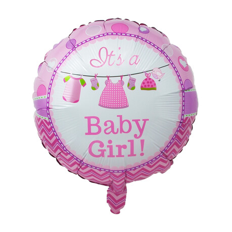 Folien Luftballon It's a Baby Girl! rund Folienballon für Baby Shower Party Geburt Mädchen rosa weiß
