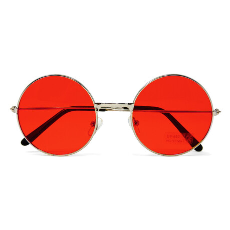 Hippie Brille rund Retro Sonnenbrille Herren Damen 60er 70er Jahre Party Fasching Karneval - rot
