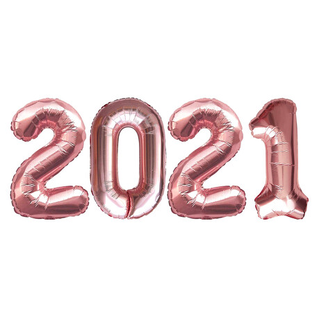 Folien Luftballon Zahl 2021 Silvester Neujahr Party Deko Ballons Zahlenballons - rosé gold