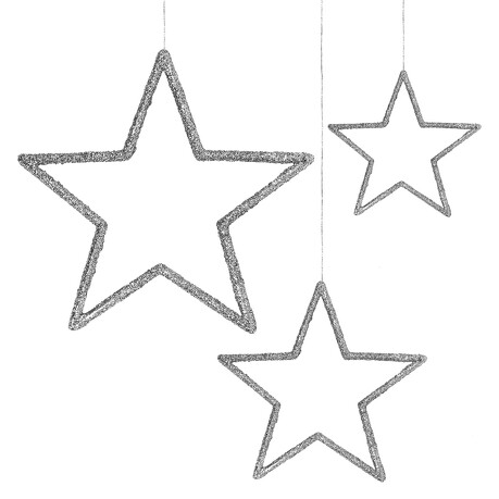 Deckenhänger Girlande Sterne zum Aufhängen 3er Set für Weihnachten Advent Dekoration Weihnachtsdeko - silber