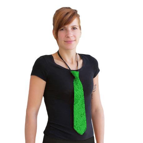 Krawatte Schlips Pailletten Glitzer - grün