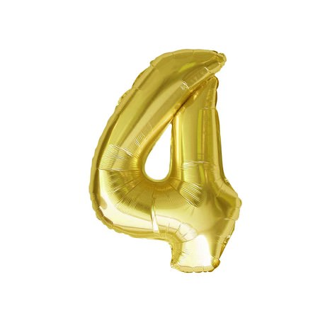 1x Folien Luftballon mit Zahl 4 Geburtstag Jubiläum Party Deko Ballon - gold