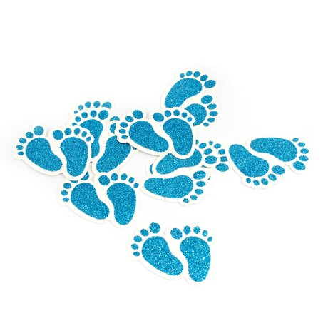 10 Konfetti Baby Füßchen für Junge Baby Shower Deko Geburt - blau
