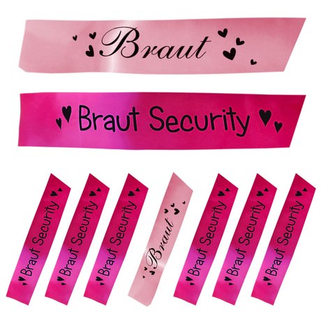 Schärpe Braut + Braut Security Set JGA Hen Party Herz pink rosa