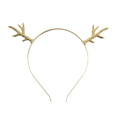 Haarreifen Rentier Geweih Metall Haarreif für Fasching Karneval Weihnachten gold