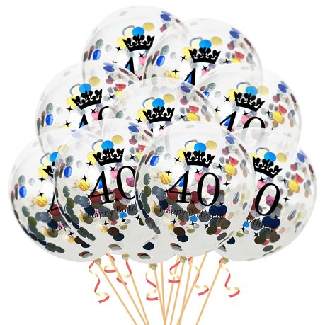 10x Konfetti Luftballons Zahl 40 Geburtstag Happy Birthday 40 Ballons
