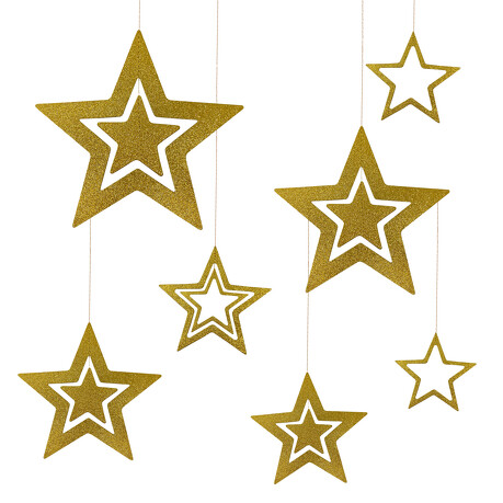 Deckenhänger Girlande Sterne für Weihnachten Advent und WinterStern Dekoration Weihnachtsdeko - gold