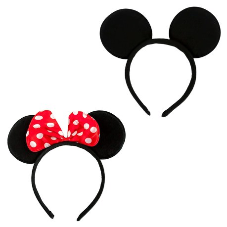 2x Haarreif Haarreifen Maus Mouse Ohren für Fasching Karneval Party - rot schwarz