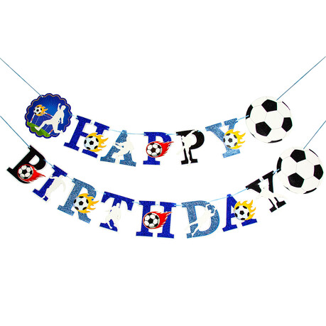 Happy Birthday Girlande Fußball Banner für Kindergeburtstag Geburtstag Party Deko für Jungs Jungen