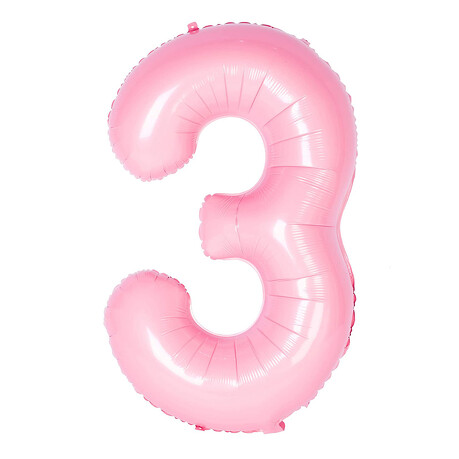 Folien Luftballon mit Zahl 3 für Kinder Geburtstag Mädchen Jubiläum Party Deko Ballon rosa