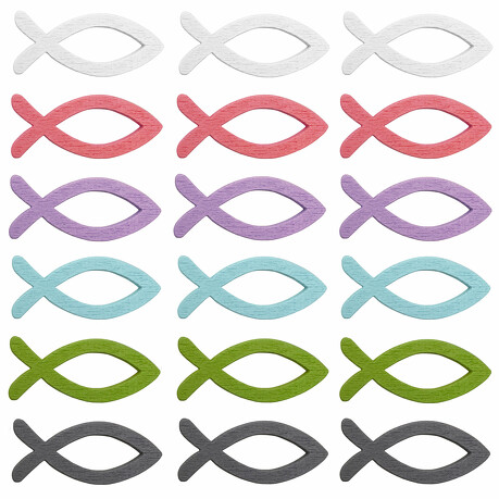 18 Holz Fische als Streudeko Tischdeko für Taufe Kommunion Konfirmation - Echtholz Farbmix