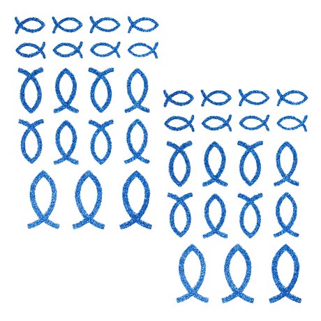 38 Fisch Sticker Glitzer Aufkleber Kommunion Taufe Tisch Deko - blau