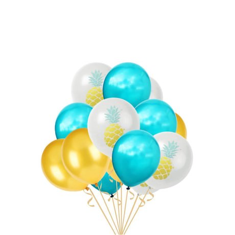 Luftballon Set mit Ananas Ballons Sommer Hawaii Motto Party Geburtstag Deko gold türkis weiß