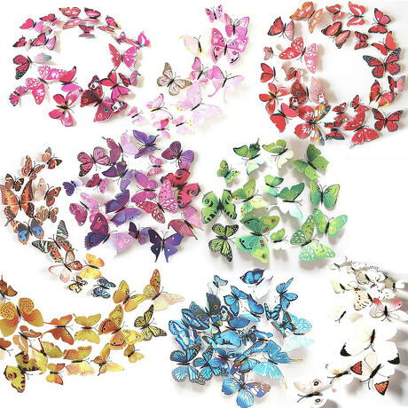 3D Schmetterlinge 108er Set für die Wand zum Kleben Wandtattoo Wandsticker Wanddeko - bunt