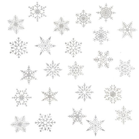 24 Schneeflocken Schnee Sticker Aufkleber Winter Deko Weihnachtsdeko selbstklebend - silber