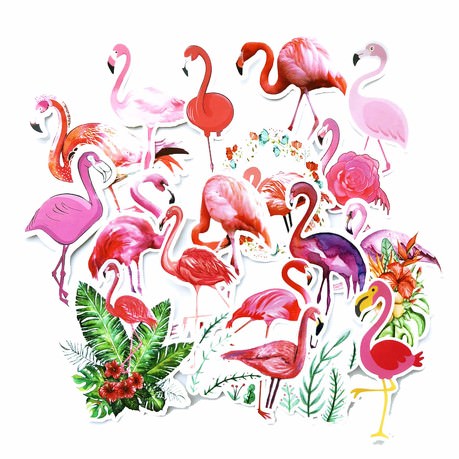 18 Flamingo Sticker Tropical Sommer Aufkleber Selbstklebend für Verzierung