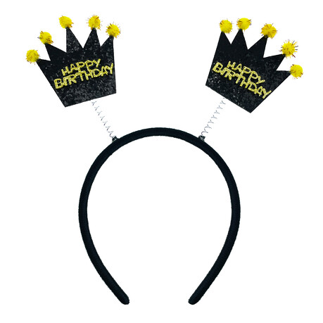 Haarreif Happy Birthday Kronen Kopfschmuck Haarreifen Accessoire für Geburtstag Jubiläum - schwarz gold