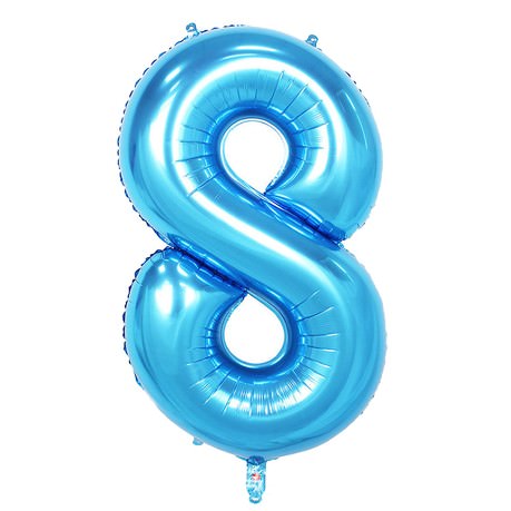1x Folien Luftballon mit Zahl 8 Kinder Geburtstag Jubiläum Party Deko Ballon blau