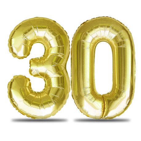 XXL Folien Luftballon Zahl 30 für Geburtstag Jubiläum Hochzeitstag Party Deko Ballons - gold
