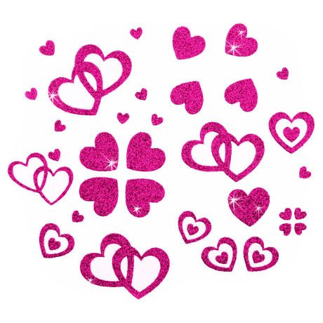 Herz Sticker Set Glitter Glitzernd - pink