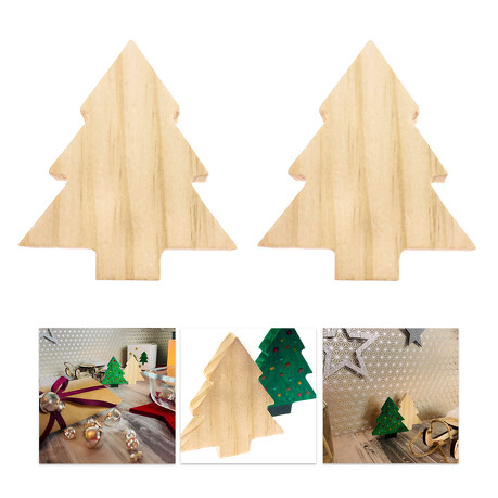 2 Holz Tannenbäume zum Bemalen DIY Holzdeko Weihnachtsdeko Tischdeko Weihnachten - naturfarben